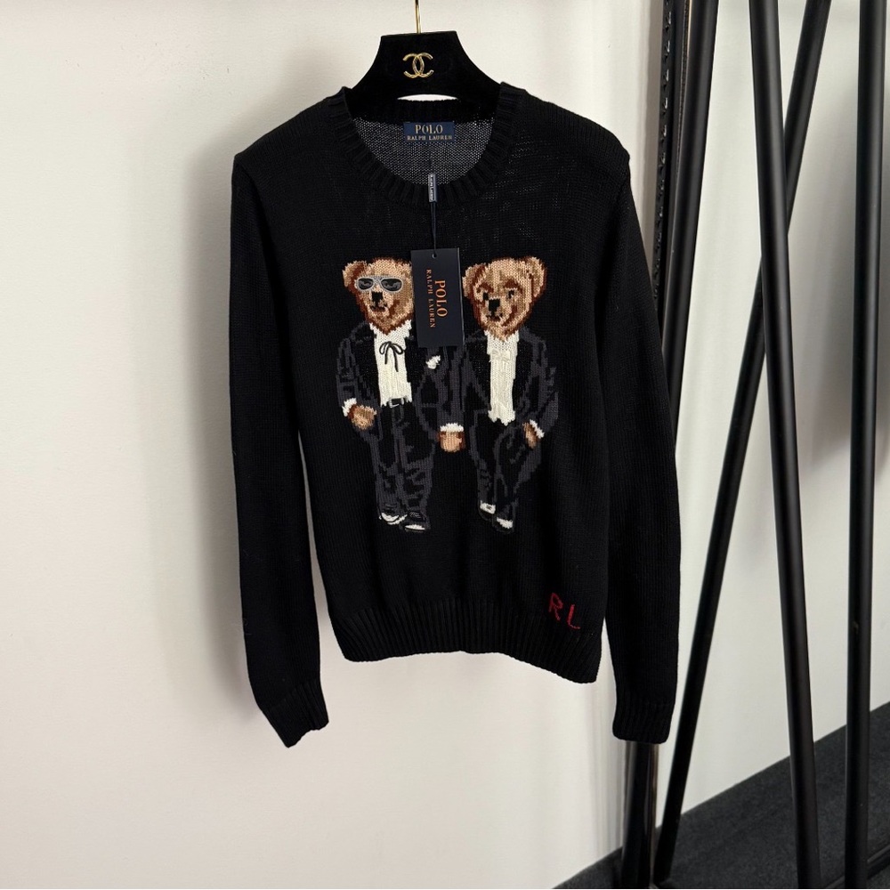 Polo by Ralph Lauren Black Tuxedo Bear Crewneck Sweater